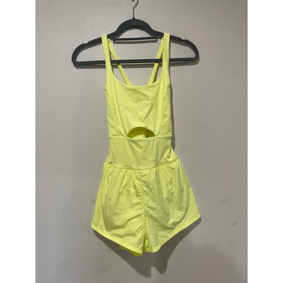 NWT Free People X FP Movement Righteous Crossback Strap Runsie Sour Citrus - Picture 3 of 7